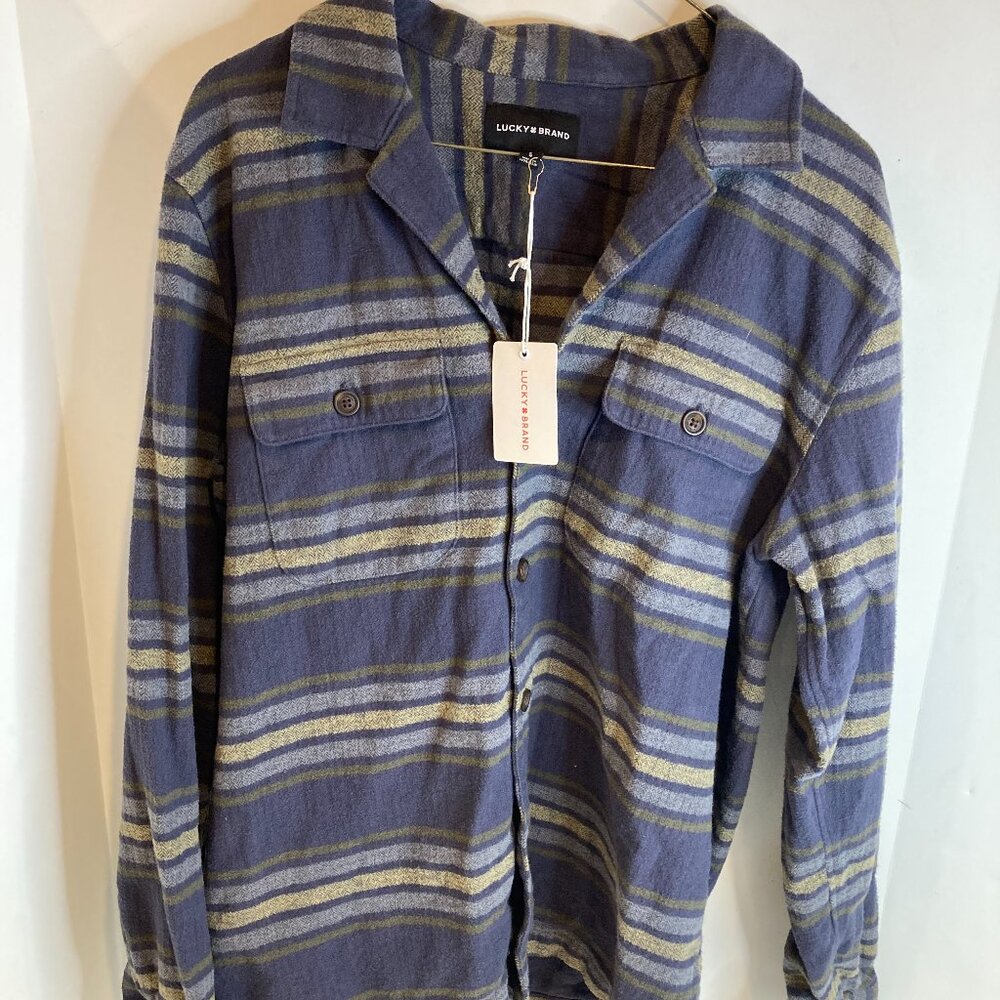 LUCKY BRAND MENS STRIPPED FLANNEL SHIRT SIZE S NEW